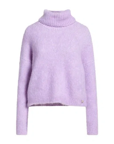 Herno Woman Turtleneck Lilac Size 8 Alpaca Wool, Polyamide, Elastane, Cotton, Viscose In Purple
