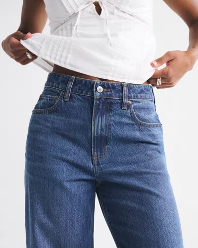 Abercrombie & Fitch Curve Love High Rise Wide Leg Jean In Blue