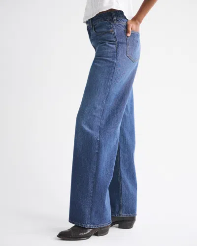 Abercrombie & Fitch Curve Love High Rise Wide Leg Jean In Blue