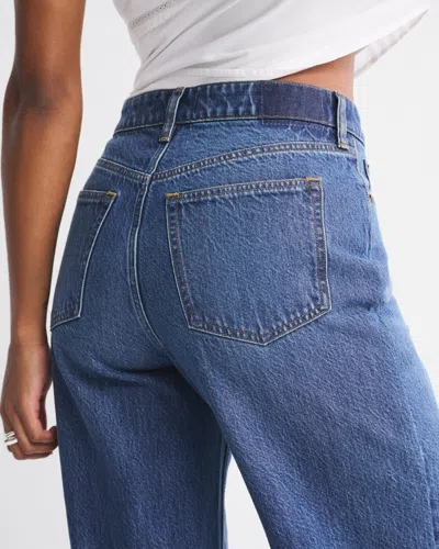 Abercrombie & Fitch Curve Love High Rise Wide Leg Jean In Blue