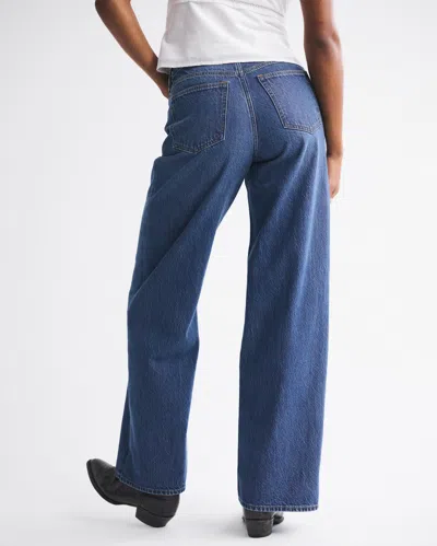 Abercrombie & Fitch Curve Love High Rise Wide Leg Jean In Blue