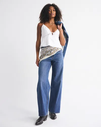 Abercrombie & Fitch Curve Love High Rise Wide Leg Jean In Blue