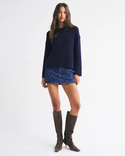 Abercrombie & Fitch Open-stitch Textural Crew Sweater In Purple