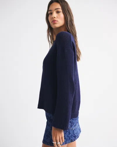 Abercrombie & Fitch Open-stitch Textural Crew Sweater In Purple