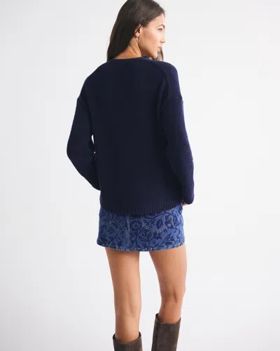 Abercrombie & Fitch Open-stitch Textural Crew Sweater In Purple