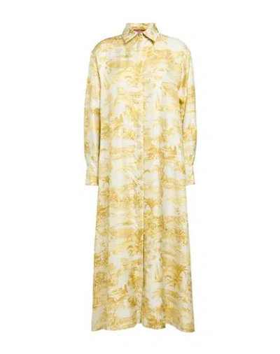 Max Mara Studio Woman Midi Dress Yellow Size 4 Silk In Yellow