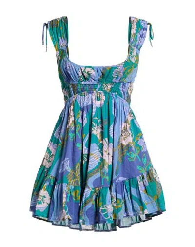 Free People Woman Mini Dress Blue Size S Cotton In Blue