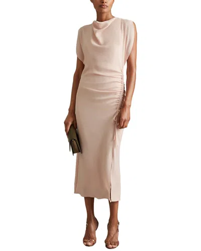 Reiss Bonnie Ruched Bodycon Midi Dress In Neutral