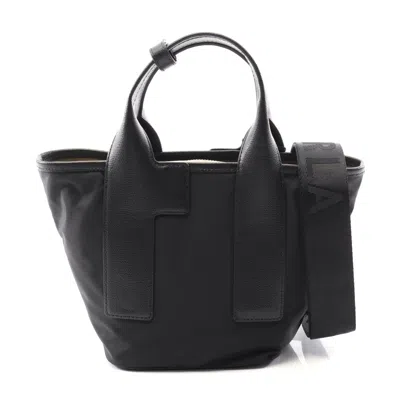 Furla Piuma S Nylon Leather Tote Bag In Black