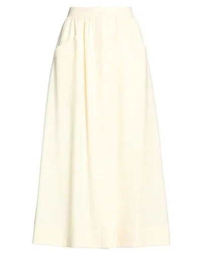 Paul & Joe Woman Midi Skirt Ivory Size 12 Virgin Wool In Neutral