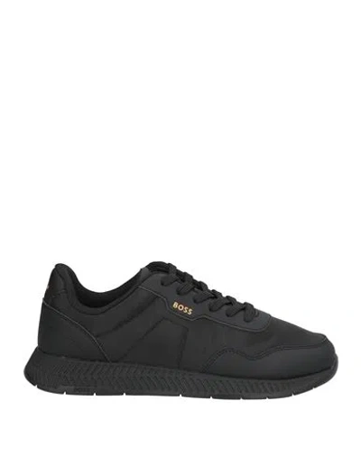 Hugo Boss Boss Man Sneakers Black Size 9 Textile Fibers, Synthetisches Material In Black