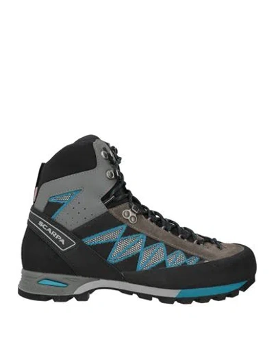 Scarpa Man Ankle Boots Grey Size 9 Leather, Textile Fibers In Black