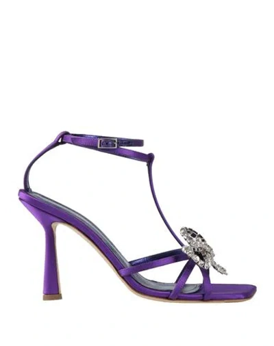 Aldo Castagna Woman Sandals Purple Size 8 Textile Fibers In Multi