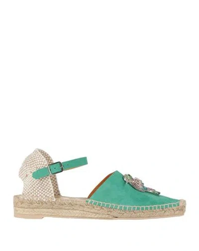 Ras Woman Espadrilles Green Size 7 Leather In Green