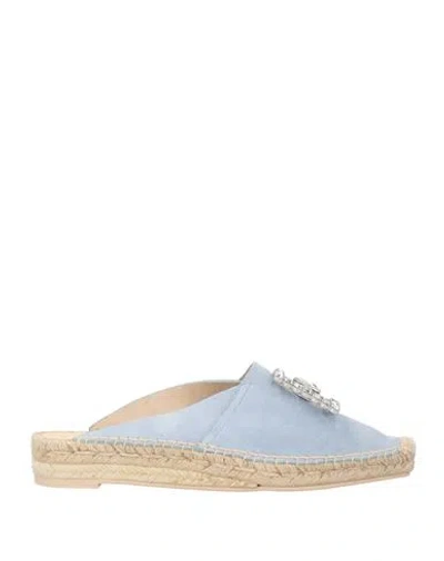 Ras Woman Espadrilles Sky Blue Size 7 Leather In Blue
