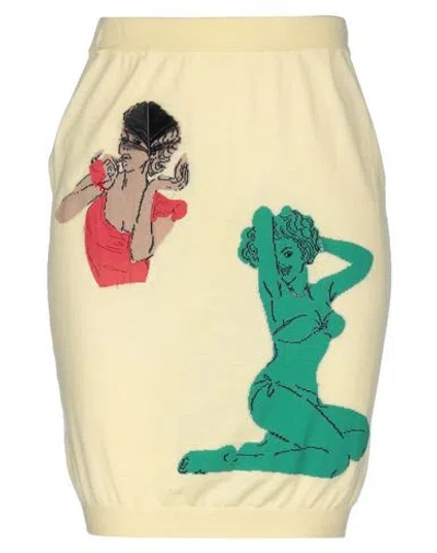 Moschino Couture Woman Midi Skirt Yellow Size 6 Virgin Wool, Cotton In Neutral