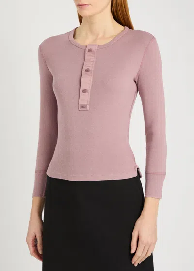 Chloé Fitted Henley Cotton Jersey Shirt Clothing In Pink