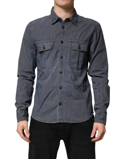 Jack & Jones Button Down Long Sleeves Men Men's Shirt In Blue