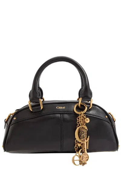 Chloé Chloe Small Charm-embellished Leather Top Handle Bag In Black