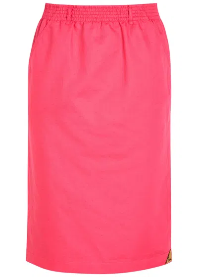 Chloé Chloe Gabardine Cotton And Linen-blend Skirt In Pink