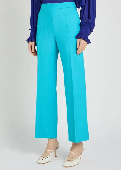 Chloé Chloe Straight-leg Wool Trousers In Blue