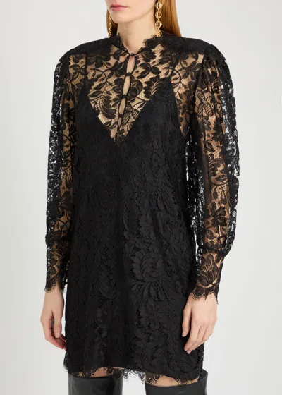 Chloé Chloe Floral-lace Mini Dress In Black