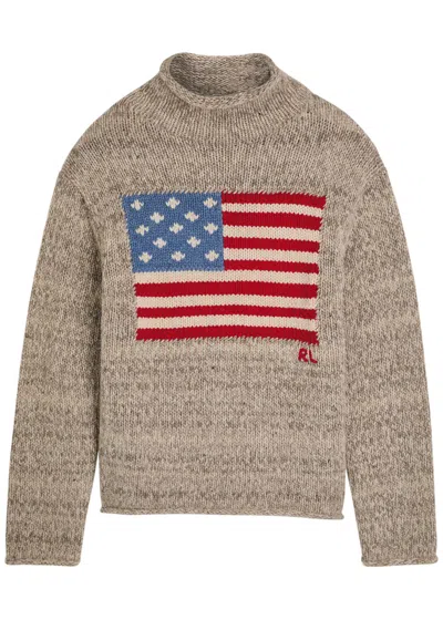 Polo Ralph Lauren Flag Wool-blend Jumper In Brown