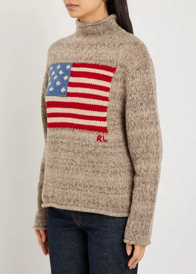 Polo Ralph Lauren Flag Wool-blend Jumper In Brown