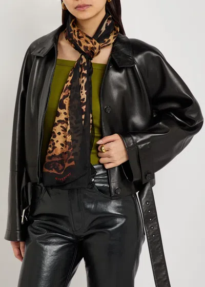 Givenchy Leopard-print Silk Scarf In Brown