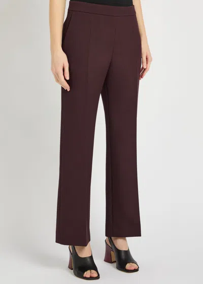 Chloé Chloe Straight-leg Wool Trousers In Brown