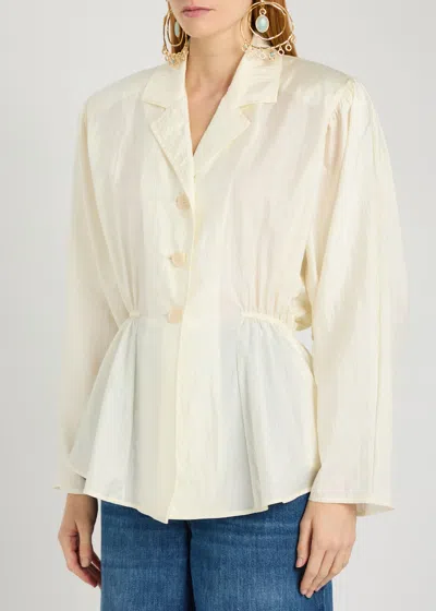 Chloé Chloe Peplum Taffeta Blouse In White