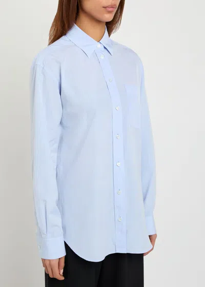 The Row Gavina Cotton-poplin Shirt In Blue