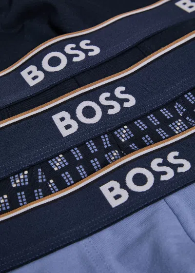 Hugo Boss Boss Stretch-cotton Boxer Briefs In Blue