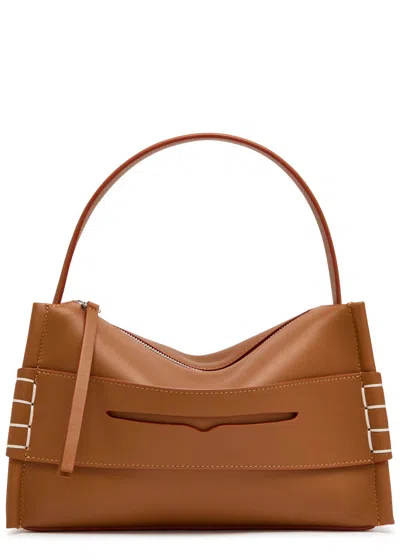 Jw Anderson Loafer Leather Shoulder Bag With Detachable Strap In Brown