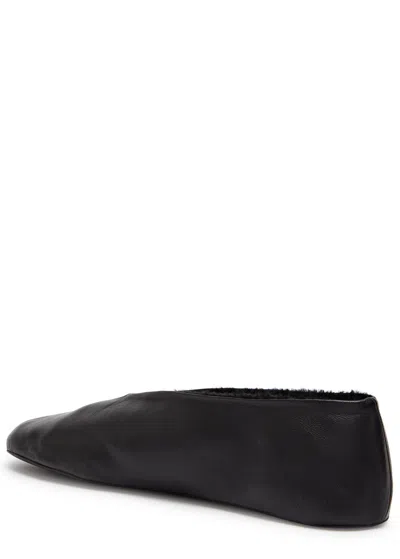 The Row Stella Shearling-lined Leather Ballet Flats In Black