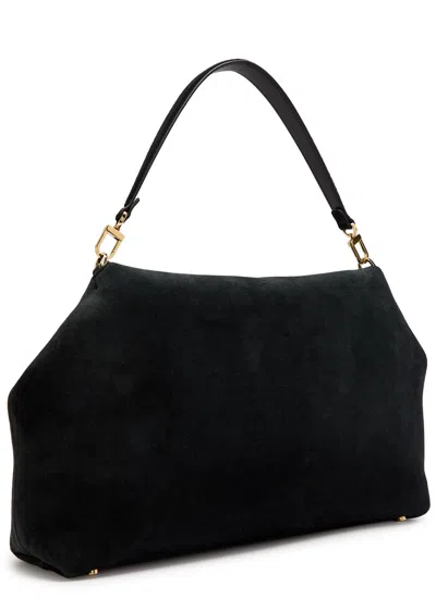 Totême Toteme T-lock Suede Top Handle Bag In Black