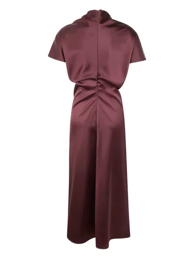 Drhope Short-sleeve Midi Dress In Burgundy