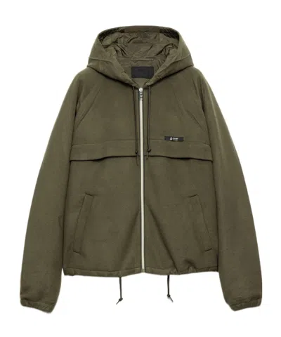 Prada Hooded Technical Fabric Blouson Jacket In Green