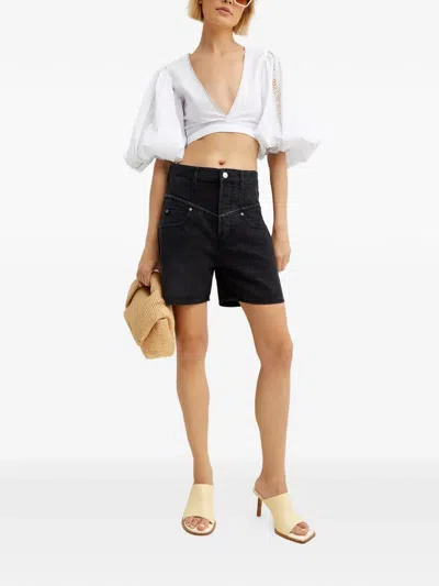 Chio Puff-sleeve Tie Top In White