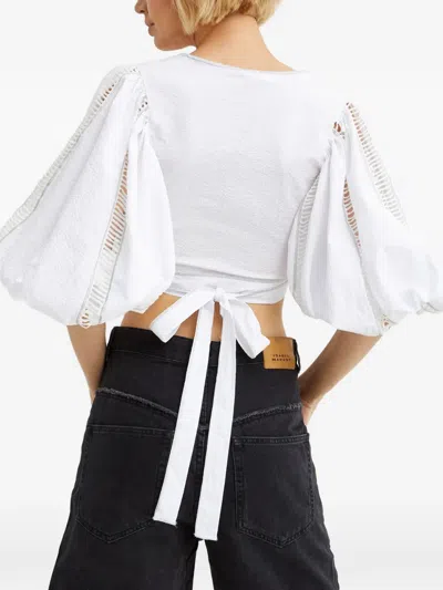 Chio Puff-sleeve Tie Top In White