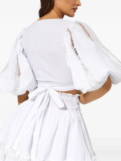 Chio Puff-sleeve Tie Top In White