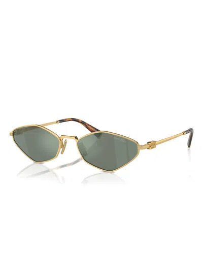 Miu Miu Geometric Frame Sunglasses In Gold