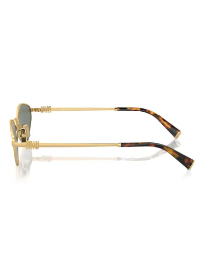 Miu Miu Geometric Frame Sunglasses In Gold