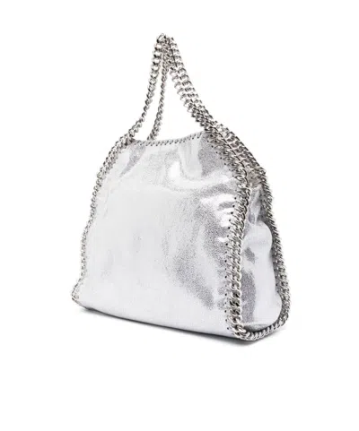 Stella Mccartney Mini Falabella Metallic Faux Leather Tote In Silver