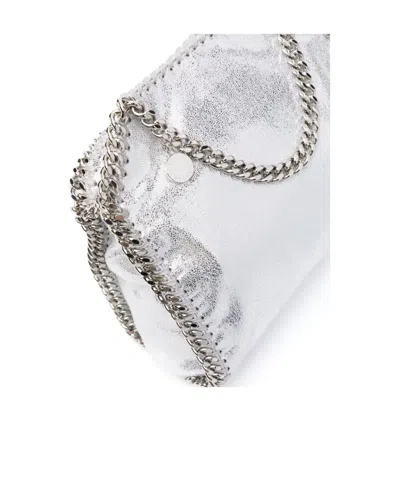 Stella Mccartney Mini Falabella Metallic Faux Leather Tote In Silver