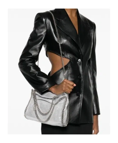 Stella Mccartney Mini Falabella Metallic Faux Leather Tote In Silver