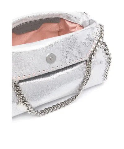 Stella Mccartney Mini Falabella Metallic Faux Leather Tote In Silver
