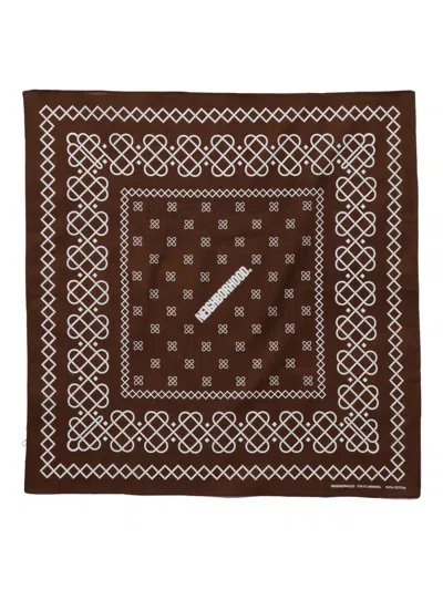 Neighborhood Geometric-print Scarf In Brown