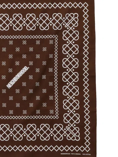 Neighborhood Geometric-print Scarf In Brown