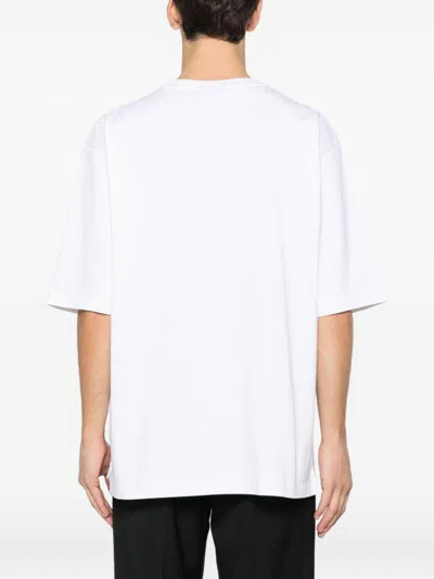 Dsquared2 Men White T-shirt With Embroidered Logo On The Chest In Cotton Man In White